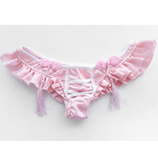 Pink Soft Girl Ruffled Bikini Uniform